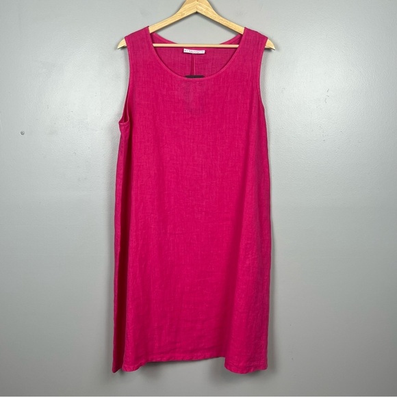 NWT Bryn Walker 100% linen Hibiscus pink Lou Tunic dress, medium. - Picture 1 of 12